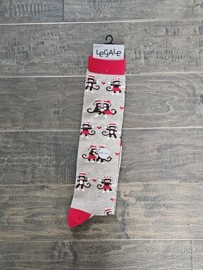 Brand New Women's Legale Novelty Knee High Socks Monkey Pattern Sz 9-11 Shoe Sz